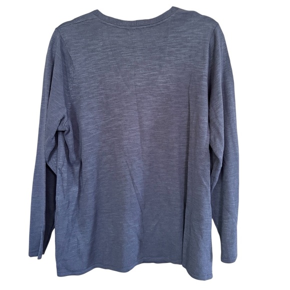 NWT J. Jill Women's V-Neck Long Sleeve Blouse in Eclipse Slate Blue - Picture 4 of 7